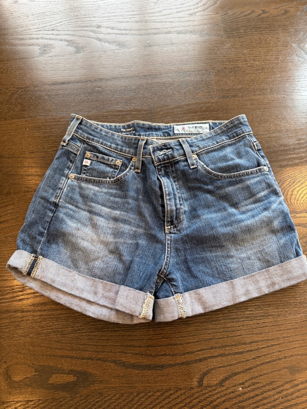 AG The Hailey Classic Blue Denim Roll-Cuff Women's Shorts